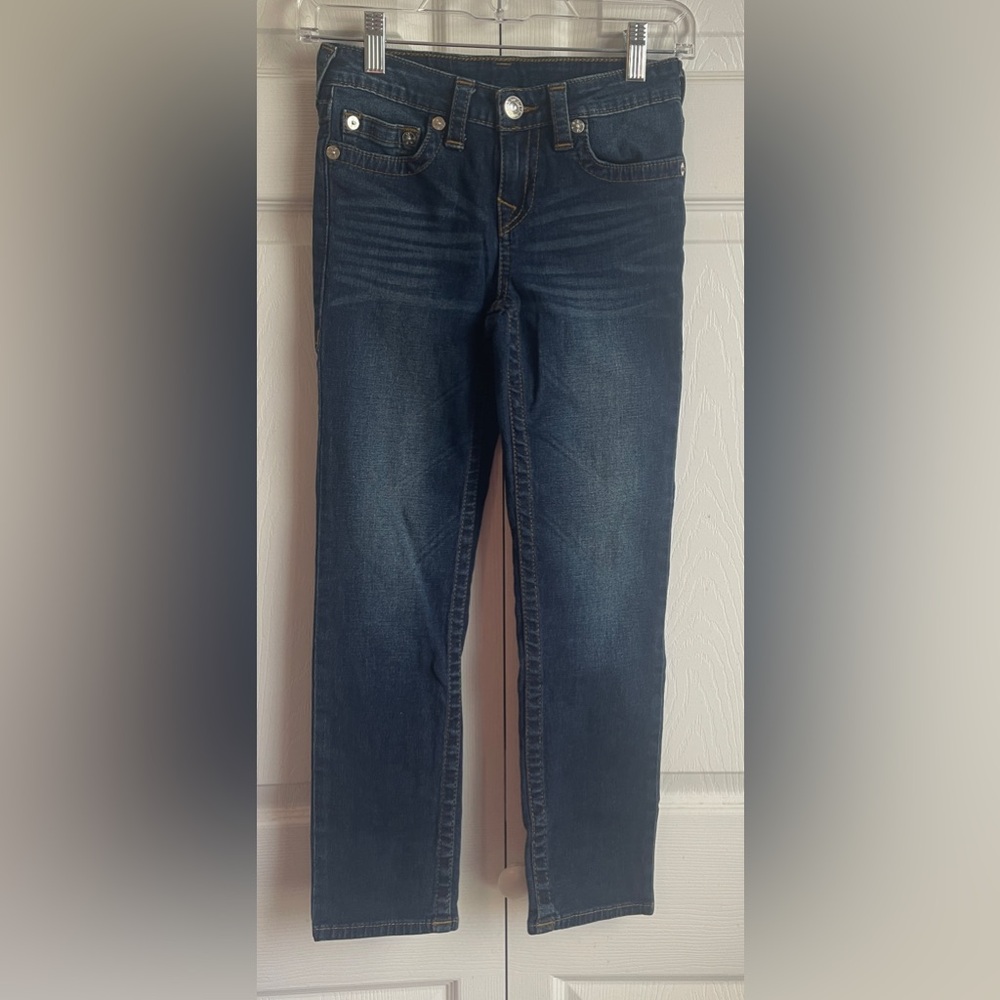True Religion Girls Straight Blue Jeans Adjustable Waist Size 8
